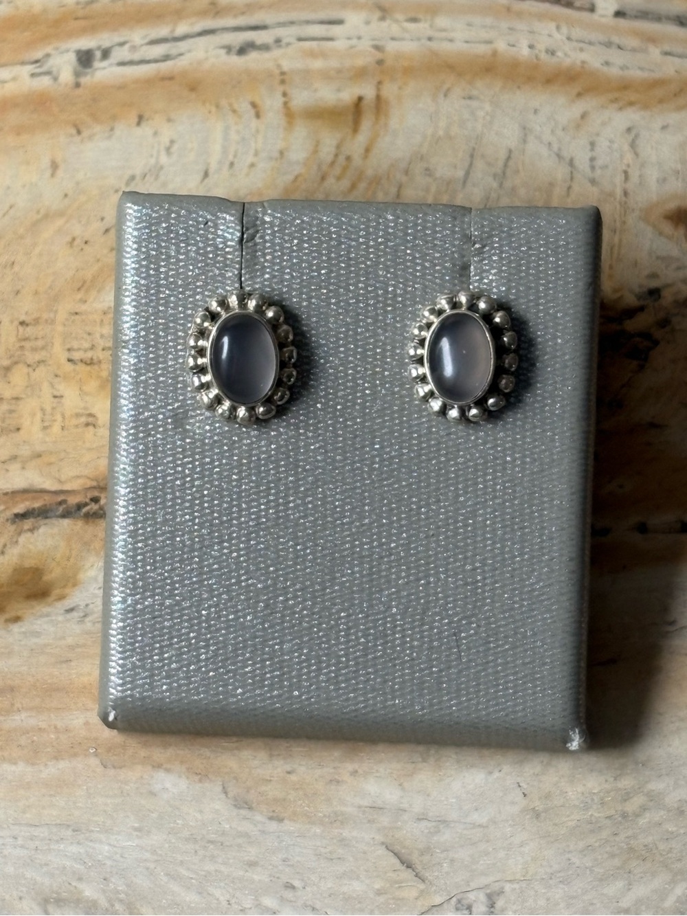 Sterling Silver Oval Moonstone Dainty Stud Earrings